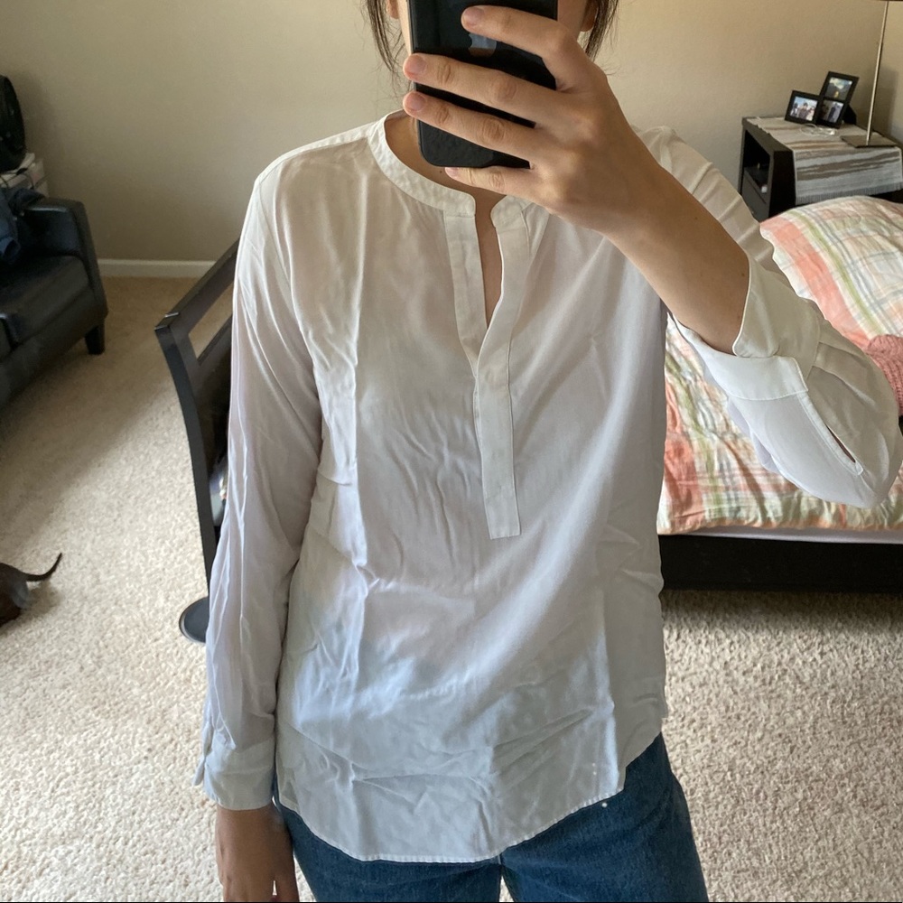 Uniqlo Womens Long Sleeve Blouse Chinese Collar